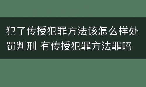 犯了传授犯罪方法该怎么样处罚判刑 有传授犯罪方法罪吗