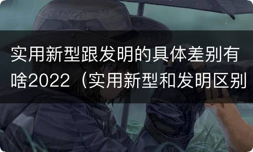 实用新型跟发明的具体差别有啥2022（实用新型和发明区别）