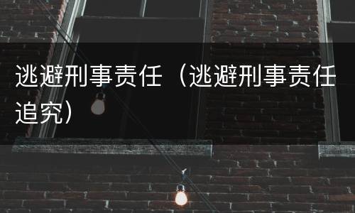 逃避刑事责任（逃避刑事责任追究）