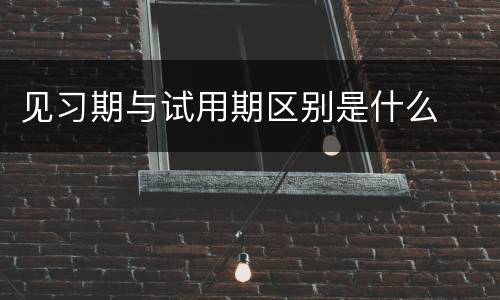 见习期与试用期区别是什么