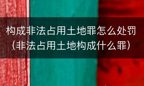 构成非法占用土地罪怎么处罚（非法占用土地构成什么罪）