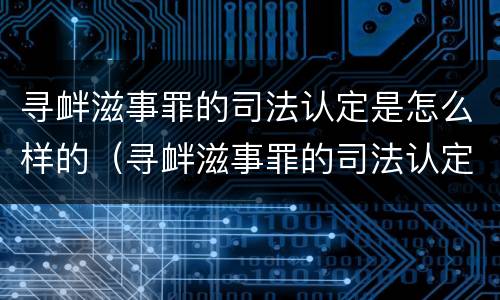寻衅滋事罪的司法认定是怎么样的（寻衅滋事罪的司法认定是怎么样的呢）