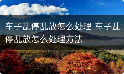 车子乱停乱放怎么处理 车子乱停乱放怎么处理方法