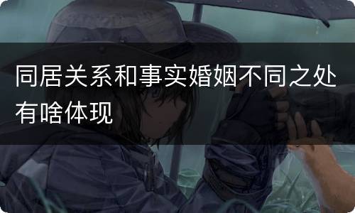 同居关系和事实婚姻不同之处有啥体现