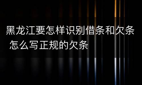 黑龙江要怎样识别借条和欠条 怎么写正规的欠条