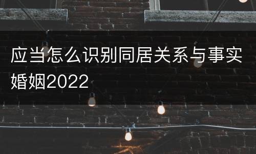 应当怎么识别同居关系与事实婚姻2022