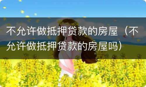 不允许做抵押贷款的房屋（不允许做抵押贷款的房屋吗）