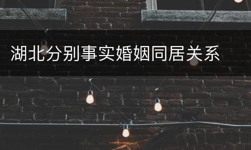 湖北分别事实婚姻同居关系