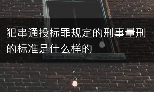犯串通投标罪规定的刑事量刑的标准是什么样的
