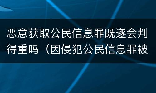 恶意获取公民信息罪既遂会判得重吗（因侵犯公民信息罪被刑拘,没从中获利能轻判吗）