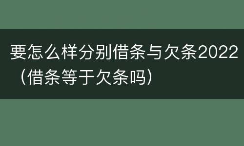 要怎么样分别借条与欠条2022（借条等于欠条吗）