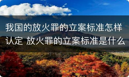 我国的放火罪的立案标准怎样认定 放火罪的立案标准是什么