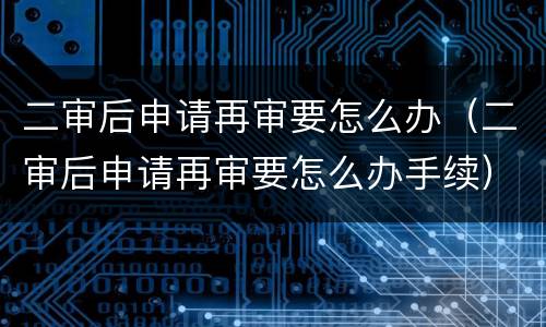 二审后申请再审要怎么办（二审后申请再审要怎么办手续）