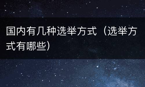 国内有几种选举方式（选举方式有哪些）