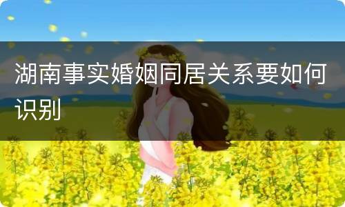 湖南事实婚姻同居关系要如何识别