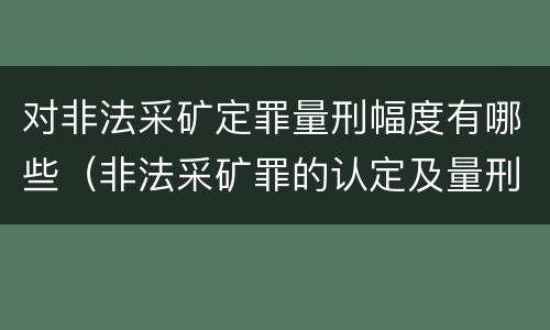 对非法采矿定罪量刑幅度有哪些（非法采矿罪的认定及量刑标准）