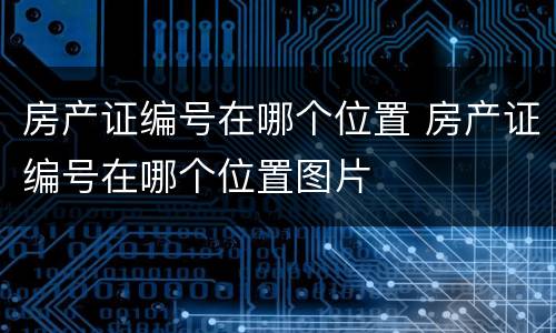 房产证编号在哪个位置 房产证编号在哪个位置图片