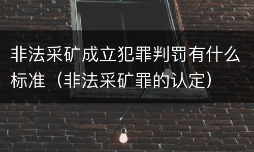 非法采矿成立犯罪判罚有什么标准（非法采矿罪的认定）