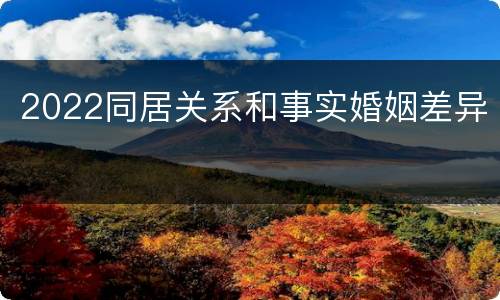 2022同居关系和事实婚姻差异