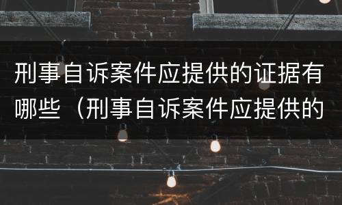 刑事自诉案件应提供的证据有哪些（刑事自诉案件应提供的证据有哪些要求）