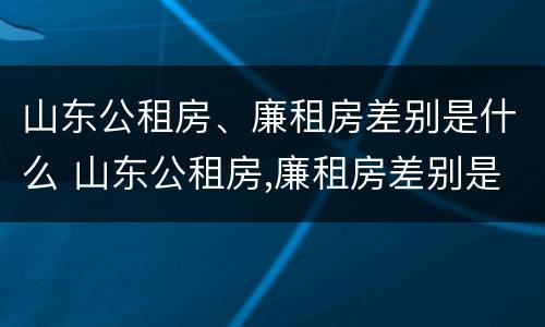 山东公租房、廉租房差别是什么 山东公租房,廉租房差别是什么意思