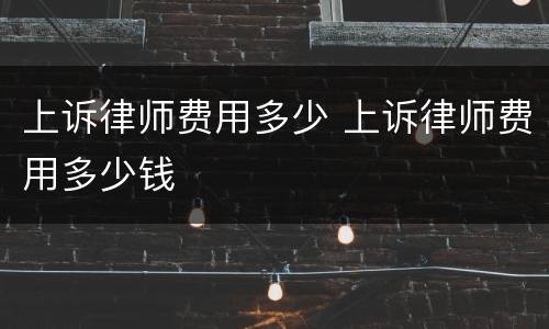 上诉律师费用多少 上诉律师费用多少钱