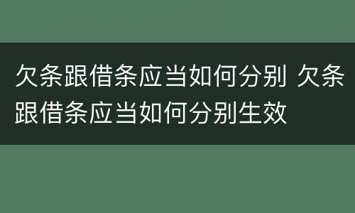 欠条跟借条应当如何分别 欠条跟借条应当如何分别生效