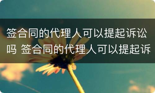 签合同的代理人可以提起诉讼吗 签合同的代理人可以提起诉讼吗法律规定