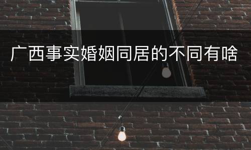 广西事实婚姻同居的不同有啥