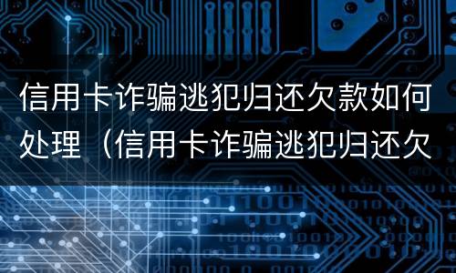 信用卡诈骗逃犯归还欠款如何处理（信用卡诈骗逃犯归还欠款如何处理好）