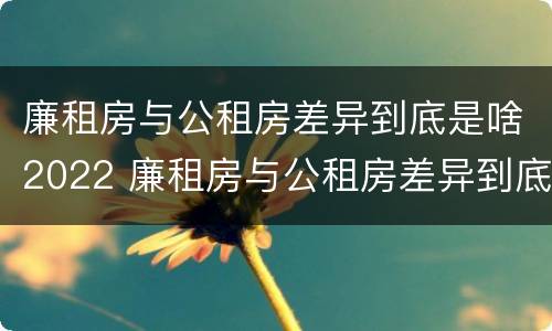 廉租房与公租房差异到底是啥2022 廉租房与公租房差异到底是啥2022年的