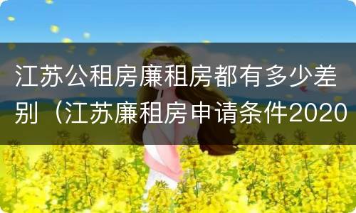 江苏公租房廉租房都有多少差别（江苏廉租房申请条件2020）