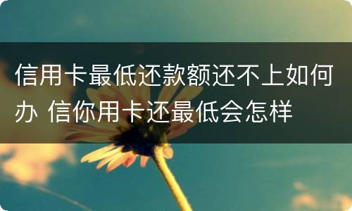 信用卡最低还款额还不上如何办 信你用卡还最低会怎样