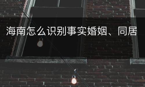 海南怎么识别事实婚姻、同居