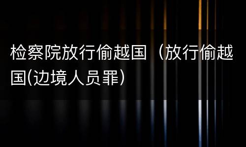 检察院放行偷越国（放行偷越国(边境人员罪）