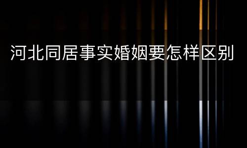 河北同居事实婚姻要怎样区别