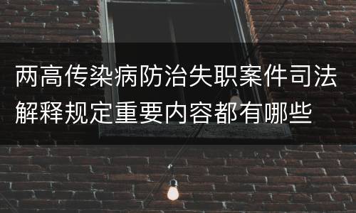 两高传染病防治失职案件司法解释规定重要内容都有哪些