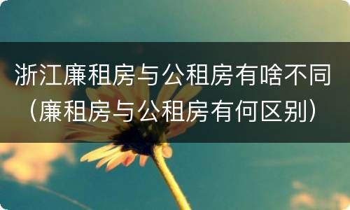 浙江廉租房与公租房有啥不同（廉租房与公租房有何区别）