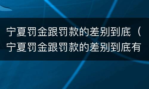 宁夏罚金跟罚款的差别到底（宁夏罚金跟罚款的差别到底有多大）