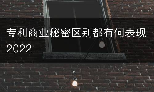 专利商业秘密区别都有何表现2022