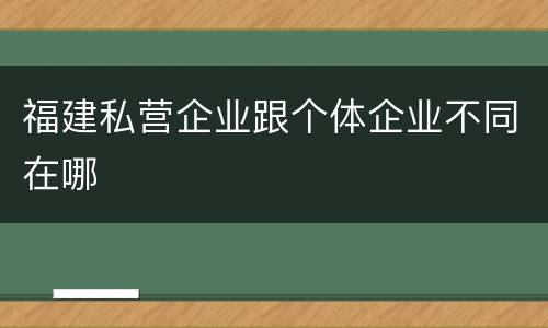 福建私营企业跟个体企业不同在哪