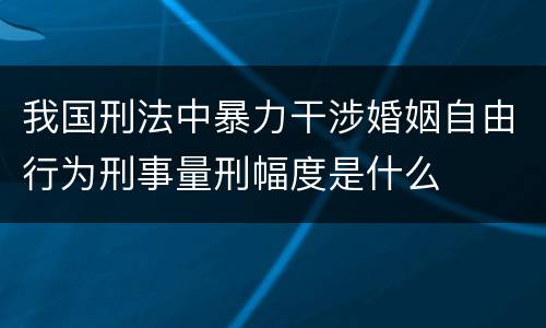 我国刑法中暴力干涉婚姻自由行为刑事量刑幅度是什么