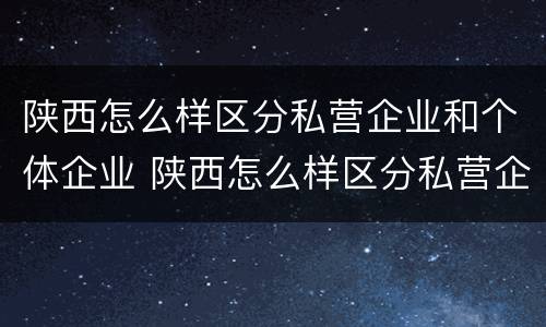陕西怎么样区分私营企业和个体企业 陕西怎么样区分私营企业和个体企业呢