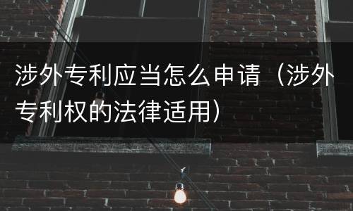涉外专利应当怎么申请（涉外专利权的法律适用）