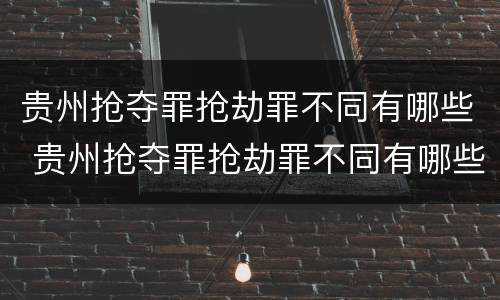 贵州抢夺罪抢劫罪不同有哪些 贵州抢夺罪抢劫罪不同有哪些处罚