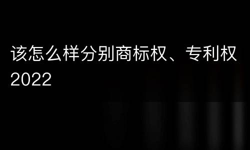该怎么样分别商标权、专利权2022