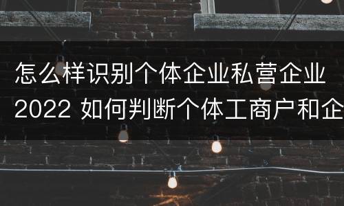 怎么样识别个体企业私营企业2022 如何判断个体工商户和企业