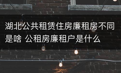湖北公共租赁住房廉租房不同是啥 公租房廉租户是什么