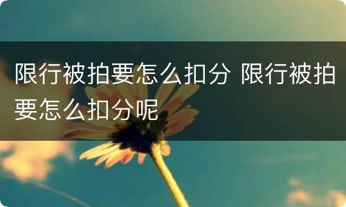 限行被拍要怎么扣分 限行被拍要怎么扣分呢
