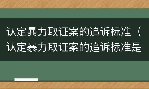 认定暴力取证案的追诉标准（认定暴力取证案的追诉标准是什么）
